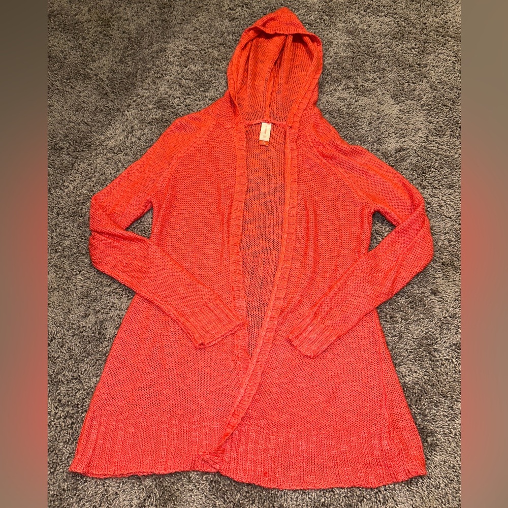 Pink cardigan with hood